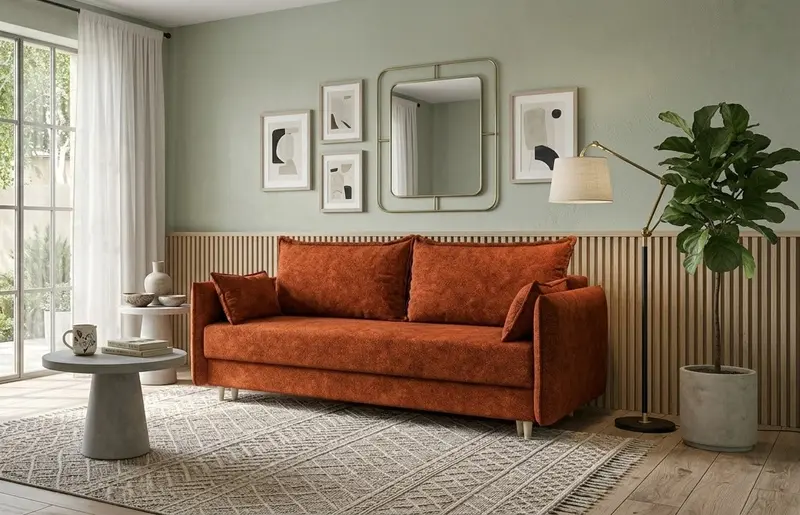 Sofa rozkładana Soreno B - 12 rozmiarów — wizualizacja wygenerowana z pomocą AI