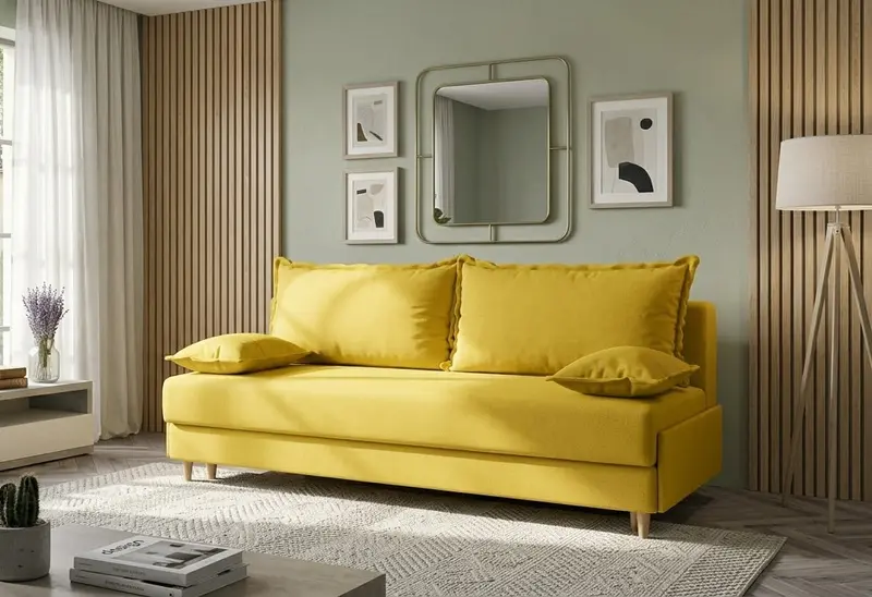 Sofa rozkładana Soreno F - duże spanie — wizualizacja wygenerowana z pomocą AI
